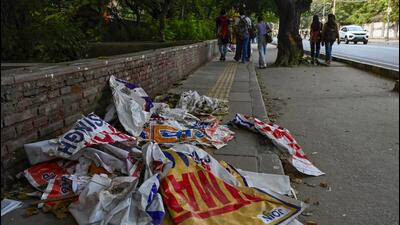 Election posters removed from North Campus. (RAJ K RAJ /HT PHOTO) Election posters removed from North Campus. (RAJ K RAJ /HT PHOTO)