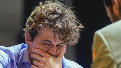 Magnus Carlsen in action against Arjun Erigaisi on second day of Tata Steel Rapid Chess, in Kolkata on Thursday. (PTI) Magnus Carlsen in action against Arjun Erigaisi on second day of Tata Steel Rapid Chess, in Kolkata on Thursday. (PTI)