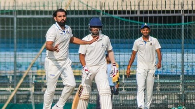 Bengal's Mohammed Shami bowls against Madhya Pradesh (PTI) Bengal's Mohammed Shami bowls against Madhya Pradesh (PTI)