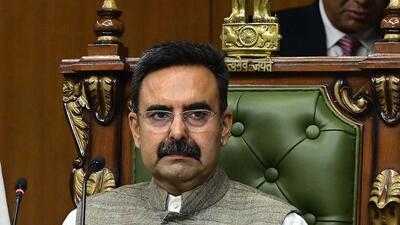 Speaker Harvinder Kalyan chairing the Haryana assembly session. (HT Photo)