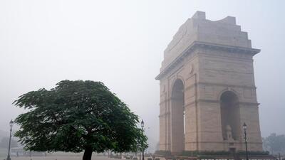 The India Gate monument shrouded in smog in New Delhi on Thursday. (Bloomberg) The India Gate monument shrouded in smog in New Delhi on Thursday. (Bloomberg)