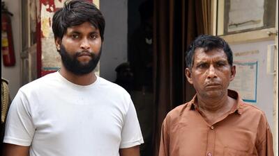 The arrested men in police custody on Thursday. (Sakib Ali/HT Photo) The arrested men in police custody on Thursday. (Sakib Ali/HT Photo)