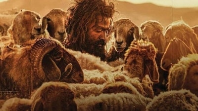 Prithviraj Sukumaran plays Najeeb in Blessy's The Goat Life. Prithviraj Sukumaran plays Najeeb in Blessy's The Goat Life.