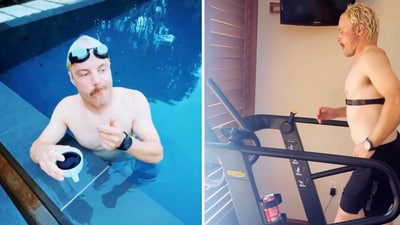 The video starts with Valtteri Bottas waking up and jumping straight into his swimming pool. (X/@valtteribottas) The video starts with Valtteri Bottas waking up and jumping straight into his swimming pool. (X/@valtteribottas)