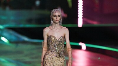 A model displays the latest collection of Lebanese fashion designer, Elie Saab. (REUTERS)