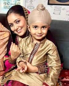 Harshdeep Kaur with son Hunar
