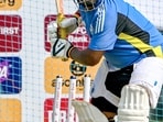 Sarfaraz Khan during a net session in India.