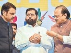Maharashtra CM Eknath Shinde (centre) and his deputies Devendra Fadnavis and Ajit Pawar. Maharashtra CM Eknath Shinde (centre) and his deputies Devendra Fadnavis and Ajit Pawar.