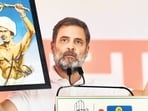 During the speech, Rahul Gandhi held up a picture of Birsa Munda saying that his thoughts were adopted in constitution. (PTI)