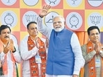 Mumbai, India. Nov 14, 2024: Prime Minister Narendra Modi addressed a public rally at Shivaji Park in Dadar, Mumbai, as part of the election campaign for Mahayuti Mumbai, India. Nov 14, 2024. (Photo by Raju Shinde/HT Photo) (Hindustan Times) Mumbai, India. Nov 14, 2024: Prime Minister Narendra Modi addressed a public rally at Shivaji Park in Dadar, Mumbai, as part of the election campaign for Mahayuti Mumbai, India. Nov 14, 2024. (Photo by Raju Shinde/HT Photo) (Hindustan Times)