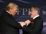 U.S. President-elect Donald Trump greets actor Sylvester Stallone onstage at the America First Policy Institute Gala held at Mar-a-Lago on November 14, 2024 in Palm Beach, Florida. U.S. President-elect Donald Trump greets actor Sylvester Stallone onstage at the America First Policy Institute Gala held at Mar-a-Lago on November 14, 2024 in Palm Beach, Florida.