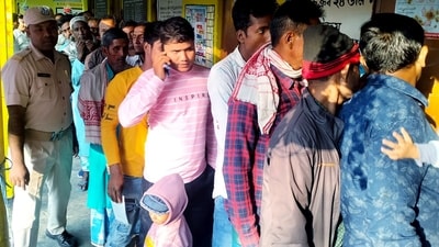 Nagaon, Nov 13 (ANI): Voters stand in queue to cast their vote for the Assam by-elections, at Samaguri polling station in Nagaon on Wednesday. (ANI Photo) (Pitamber Newar ) Nagaon, Nov 13 (ANI): Voters stand in queue to cast their vote for the Assam by-elections, at Samaguri polling station in Nagaon on Wednesday. (ANI Photo) (Pitamber Newar )