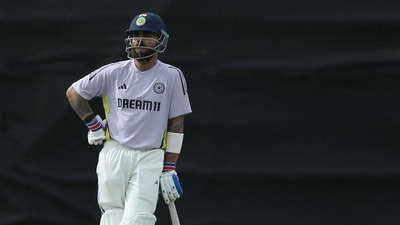 India's batsman Virat Kohli prepares to bat during the internal practice match. (Photo by David Woodley / AFP) (AFP) India's batsman Virat Kohli prepares to bat during the internal practice match. (Photo by David Woodley / AFP) (AFP)