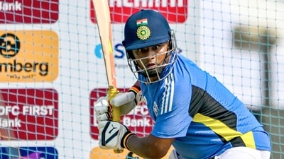 Sarfaraz Khan during a net session in India. (AFP) Sarfaraz Khan during a net session in India. (AFP)