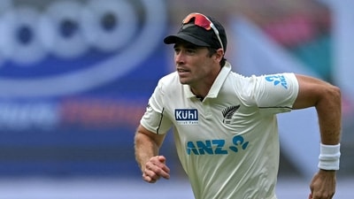 New Zealand's Tim Southee runs to field a ball. (Photo by IDREES MOHAMMED / AFP) (AFP) New Zealand's Tim Southee runs to field a ball. (Photo by IDREES MOHAMMED / AFP) (AFP)