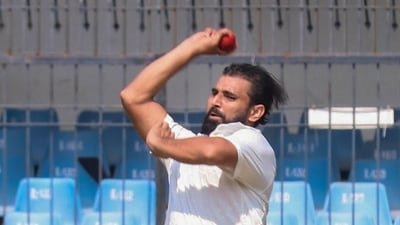 Mohammed Shami bowls a delivery on the second day of a Ranji Trophy cricket match between Madhya Pradesh and Bengal, at the Holkar Cricket Stadium, in Indore, (PTI) Mohammed Shami bowls a delivery on the second day of a Ranji Trophy cricket match between Madhya Pradesh and Bengal, at the Holkar Cricket Stadium, in Indore, (PTI)