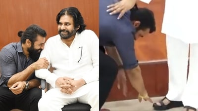 Sai Durgha Tej took blessings from his uncle Pawan Kalyan after completing a decade in the film industry. Sai Durgha Tej took blessings from his uncle Pawan Kalyan after completing a decade in the film industry.