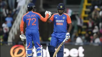 Sanju Samson and Tilak Varma put on an unbroken partnership of 210 runs off 85 balls against South Africa on Friday. (AP) Sanju Samson and Tilak Varma put on an unbroken partnership of 210 runs off 85 balls against South Africa on Friday. (AP)