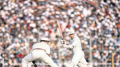 Sunil Gavaskar’s scored a sparkling knock of 90 on his way to overtaking Geoff Boycott as the highest run scorer in Test. (Getty Images) Sunil Gavaskar’s scored a sparkling knock of 90 on his way to overtaking Geoff Boycott as the highest run scorer in Test. (Getty Images)
