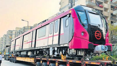 The six-coach Metro train. (HT Photo) The six-coach Metro train. (HT Photo)