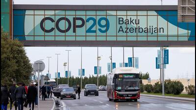 Traffic near the venue of the COP29 climate conference in Baku, Azerbaijan, on Thursday. (Bloomberg) Traffic near the venue of the COP29 climate conference in Baku, Azerbaijan, on Thursday. (Bloomberg)