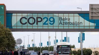 Traffic near the venue of the COP29 climate conference in Baku, Azerbaijan, on Thursday. (Bloomberg) Traffic near the venue of the COP29 climate conference in Baku, Azerbaijan, on Thursday. (Bloomberg)