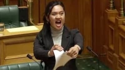Maori MP Hana-Rawhiti Kareariki Maipi-Clarke in New Zealand Parliament