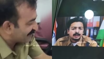 Thrissur Police exposed a Mumbai Police impersonator in a viral video, catching the scammer. (Instagram/thrissurcitypolice) Thrissur Police exposed a Mumbai Police impersonator in a viral video, catching the scammer. (Instagram/thrissurcitypolice)
