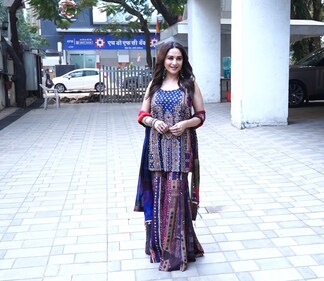 Madhuri Dixit stunned and posed in the colourful sharara. (PC: Ashutosh Rai) Madhuri Dixit stunned and posed in the colourful sharara. (PC: Ashutosh Rai)
