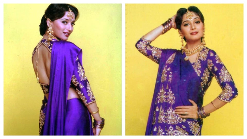 Madhuri Dixit's purple saree from Hum Aapke Hain Koun..!(Pinterest)