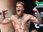 Jake Paul weighs in the day before his fight against Mike Tyson at the Toyota Music Factory.  Mandatory Credit: Kevin Jairaj-Imagn Images