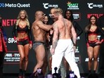 Mike Tyson slaps Jake Paul after weighing in at the Toyota Music Factory.  