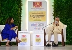 Andhra Pradesh chief minister Chandrababu Naidu interacts with HT's national political editor Sunetra Choudhury on Day 3 of the Hindustan Times Leadership Summit 2024 on Saturday.