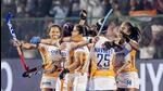 India players celebrate after scoring a goal against China during the Asian Champions Trophy, in Rajgir on Saturday. (PTI)