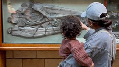 Priyanka Chopra carried Malti Marie in her arms as they toured the Natural History Museum in London.&nbsp; 