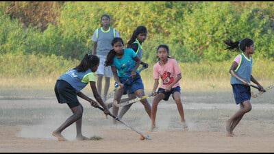 Girls playing hockey in Hesal village, Jharkhand. (Diwakar Prasad/ Hindustan Times) Girls playing hockey in Hesal village, Jharkhand. (Diwakar Prasad/ Hindustan Times)