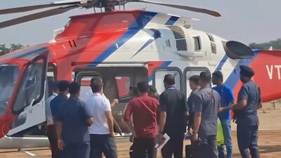 Election Commission officials inspecting Rahul Gandhi's bag in his chopper in Maharashtra's Amravati (Courtesy: X)