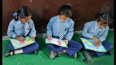 Students of a government primary school performing activities under the ‘Aarambh’ initiative in Ludhiana on Saturday. (HT Photo) Students of a government primary school performing activities under the ‘Aarambh’ initiative in Ludhiana on Saturday. (HT Photo)