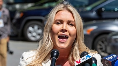 FILE - Karoline Leavitt speaks to the news media across the street from Republican presidential nominee former President Donald Trump's criminal trial in New York, May 28, 2024. (AP Photo/Ted Shaffrey, File) (AP) FILE - Karoline Leavitt speaks to the news media across the street from Republican presidential nominee former President Donald Trump's criminal trial in New York, May 28, 2024. (AP Photo/Ted Shaffrey, File) (AP)