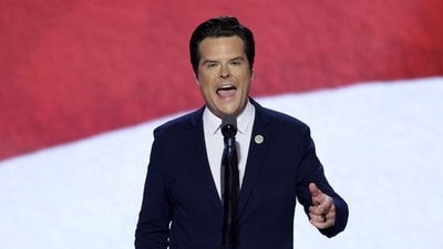 Matt Gaetz speaks on Day 3 of the Republican National Convention (RNC), at the Fiserv Forum in Milwaukee, Wisconsin, U.S., July 17, 2024. REUTERS/Mike Segar/File Photo (REUTERS)