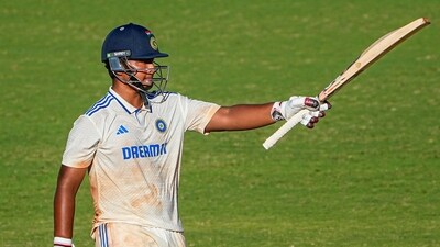 India's Vaibhav Suryavanshi celebrates during the unofficial Test. (PTI) India's Vaibhav Suryavanshi celebrates during the unofficial Test. (PTI)