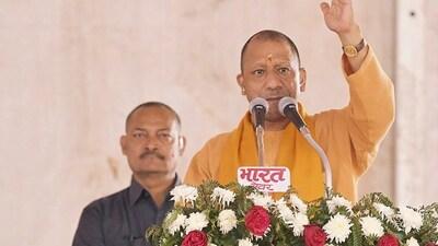 Uttar Pradesh chief minister Yogi Adityanath addresses a public meeting ahead of the Khair Assembly constituency bypoll, in Aligarh, Uttar Pradesh. (PTI) Uttar Pradesh chief minister Yogi Adityanath addresses a public meeting ahead of the Khair Assembly constituency bypoll, in Aligarh, Uttar Pradesh. (PTI)