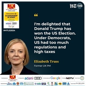 Former UK prime minister Elizabeth Truss hailed Donald Trump's victory in the US elections. Former UK prime minister Elizabeth Truss hailed Donald Trump's victory in the US elections.