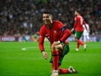 Portugal's forward Cristiano Ronaldo reacts during the UEFA Nations League match against Poland. Portugal's forward Cristiano Ronaldo reacts during the UEFA Nations League match against Poland.