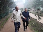 Rajiv Sikri, left, and Subodh Jain take a morning walk in Lodhi Gardens in New Delhi, India, Friday, Nov. 15, 2024. (AP Photo/Manish Swarup) Rajiv Sikri, left, and Subodh Jain take a morning walk in Lodhi Gardens in New Delhi, India, Friday, Nov. 15, 2024. (AP Photo/Manish Swarup)