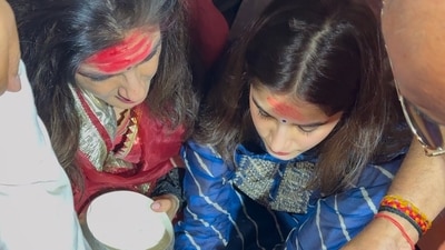 One particularly striking image showed Raveena Tandon and Rasha Thadani standing against the majestic temple backdrop, radiating grace and reverence. Another set of photos highlights their moments inside the sanctum, immersed in prayer. Accompanying the post, Rasha wrote, "Vaidyanath Baba Baidyanath Dham #jyotirling." One particularly striking image showed Raveena Tandon and Rasha Thadani standing against the majestic temple backdrop, radiating grace and reverence. Another set of photos highlights their moments inside the sanctum, immersed in prayer. Accompanying the post, Rasha wrote, "Vaidyanath Baba Baidyanath Dham #jyotirling."