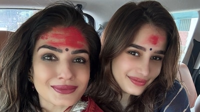 This visit to Baidyanath Jyotirlinga follows Raveena Tandon and Rasha Thadani's earlier stops at the Bhimashankar Temple in Pune and the Trimbakeshwar Shiva Temple in Nasik, Maharashtra. This visit to Baidyanath Jyotirlinga follows Raveena Tandon and Rasha Thadani's earlier stops at the Bhimashankar Temple in Pune and the Trimbakeshwar Shiva Temple in Nasik, Maharashtra.