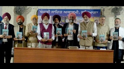 A magazine being launched on the concluding day of literature festival in Ludhiana on Sunday. (HT photo)