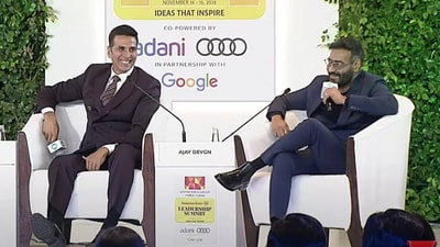 Actors Akshay Kumar and Ajay Devgn joined the Hindustan Times Leadership Summit for a session on Saturday. Actors Akshay Kumar and Ajay Devgn joined the Hindustan Times Leadership Summit for a session on Saturday.