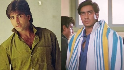 A young Akshay Kumar; Ajay Devgn in a still from Phool aur Kaante (1991) A young Akshay Kumar; Ajay Devgn in a still from Phool aur Kaante (1991)